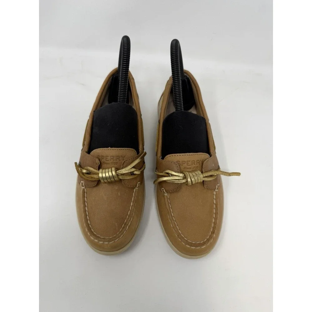 Sperry Top Sider Women Brown Tan Leather Boat Shoes Size 6M STS97211